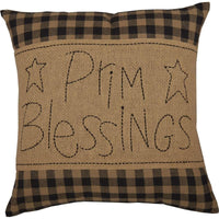 Thumbnail for Black Check Prim Blessings Pillow 12x12 VHC Brands front