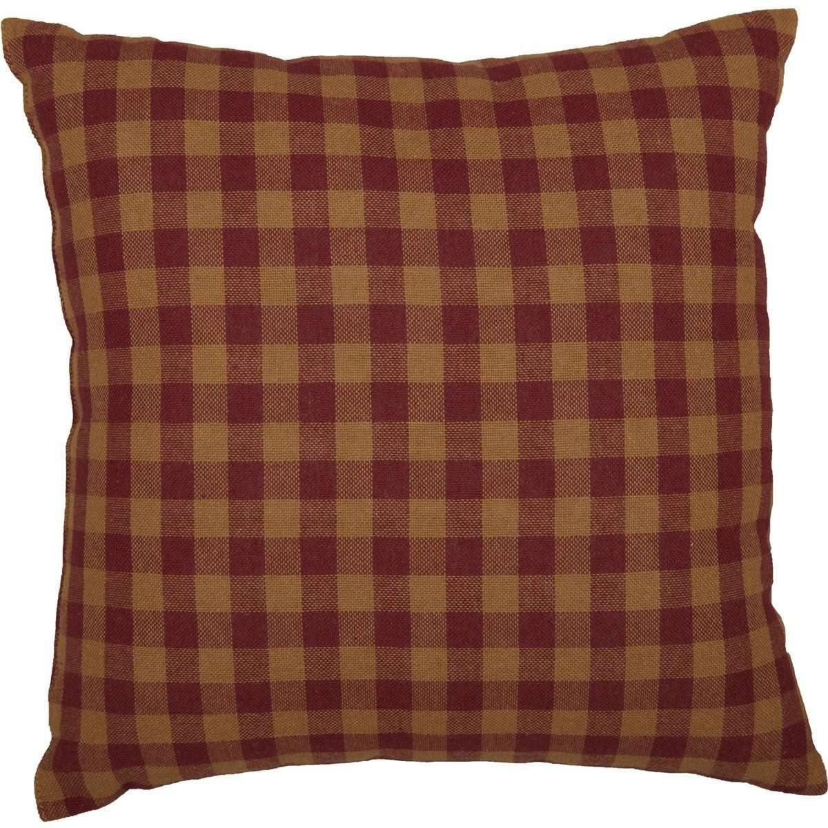 Burgundy Check Fabric Pillow 12x12 VHC Brands - The Fox Decor