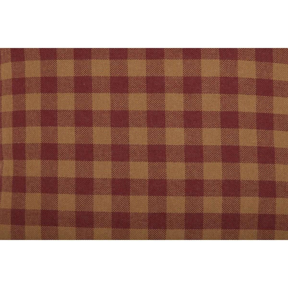 Burgundy Check Fabric Pillow 12x12 VHC Brands - The Fox Decor