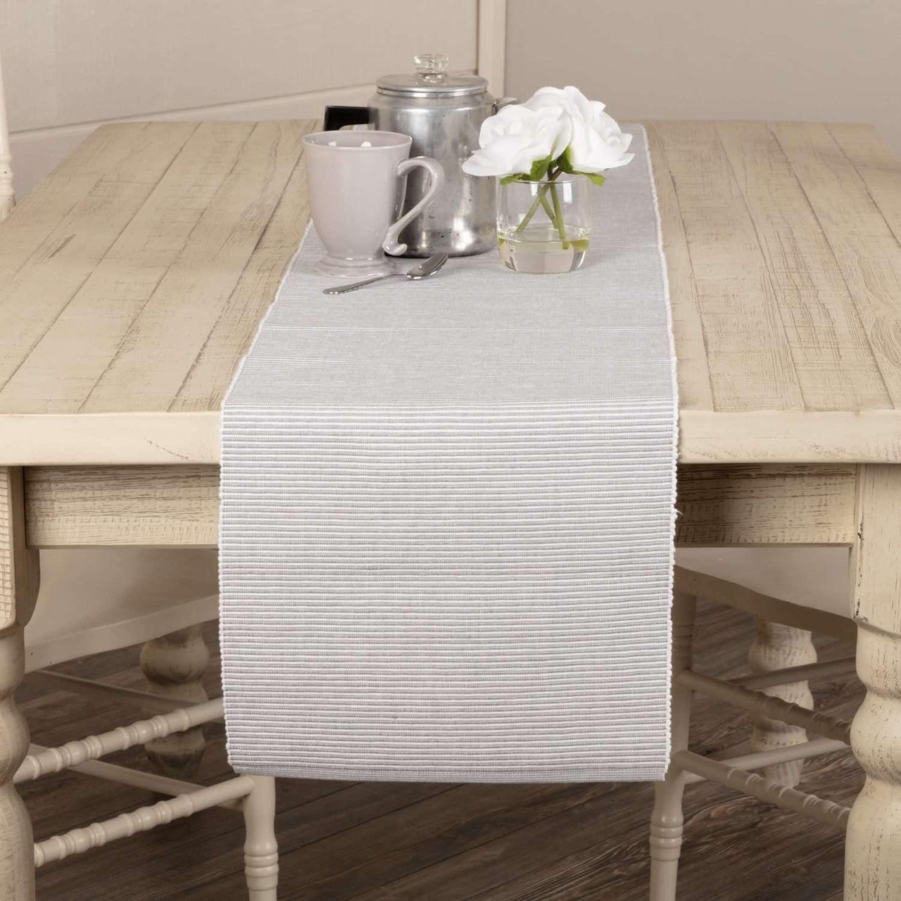 Ashton Grey Ribbed Runner 13x72 VHC Brands - The Fox Decor