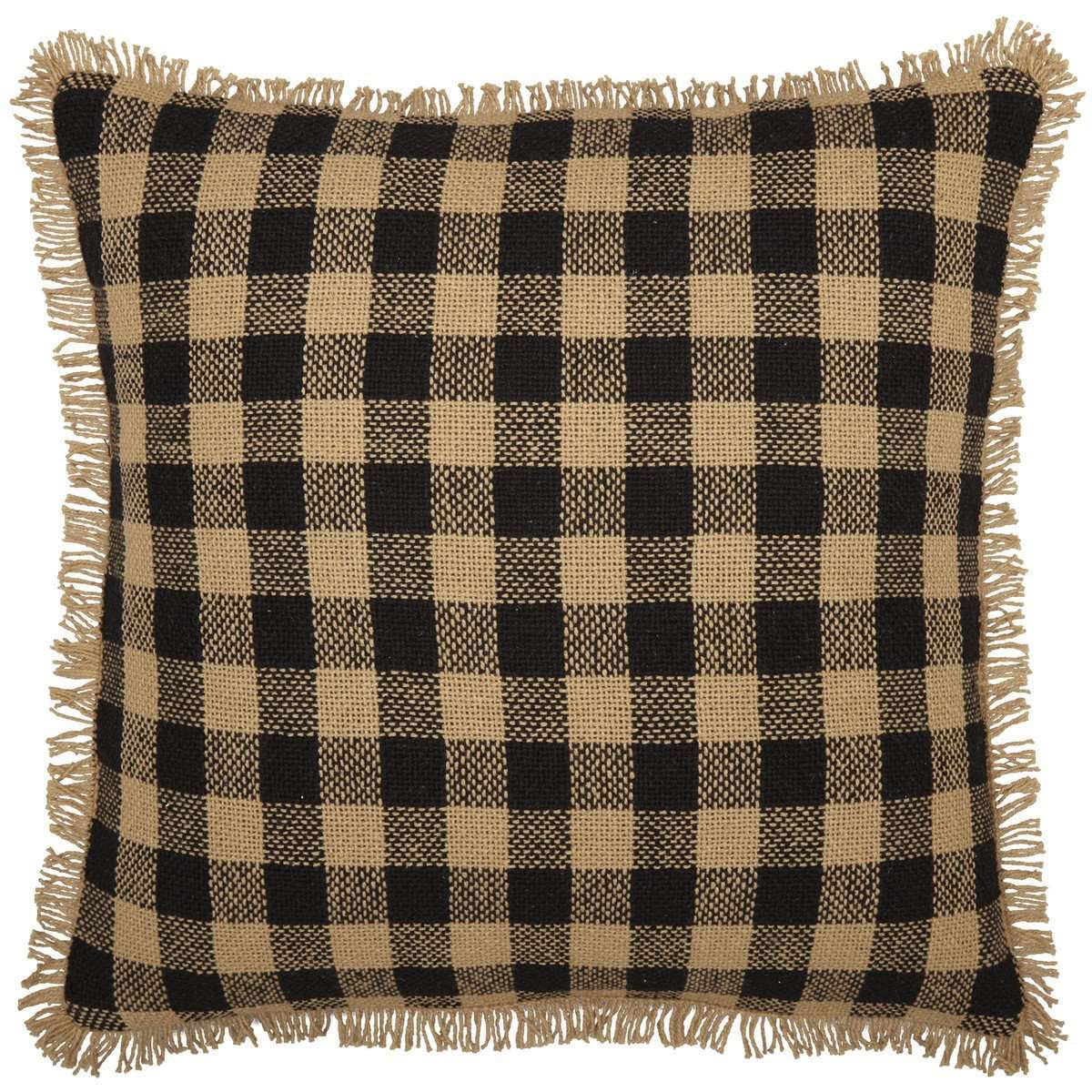 Burlap Black Check Pillow 18" Raven, Natural VHC Brands - The Fox Decor