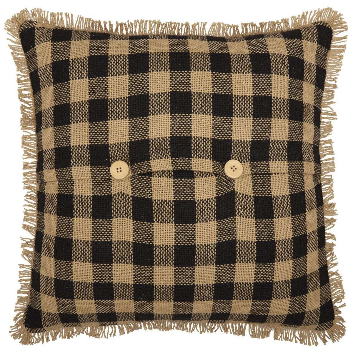 Burlap Black Check Pillow 18" Raven, Natural VHC Brands - The Fox Decor