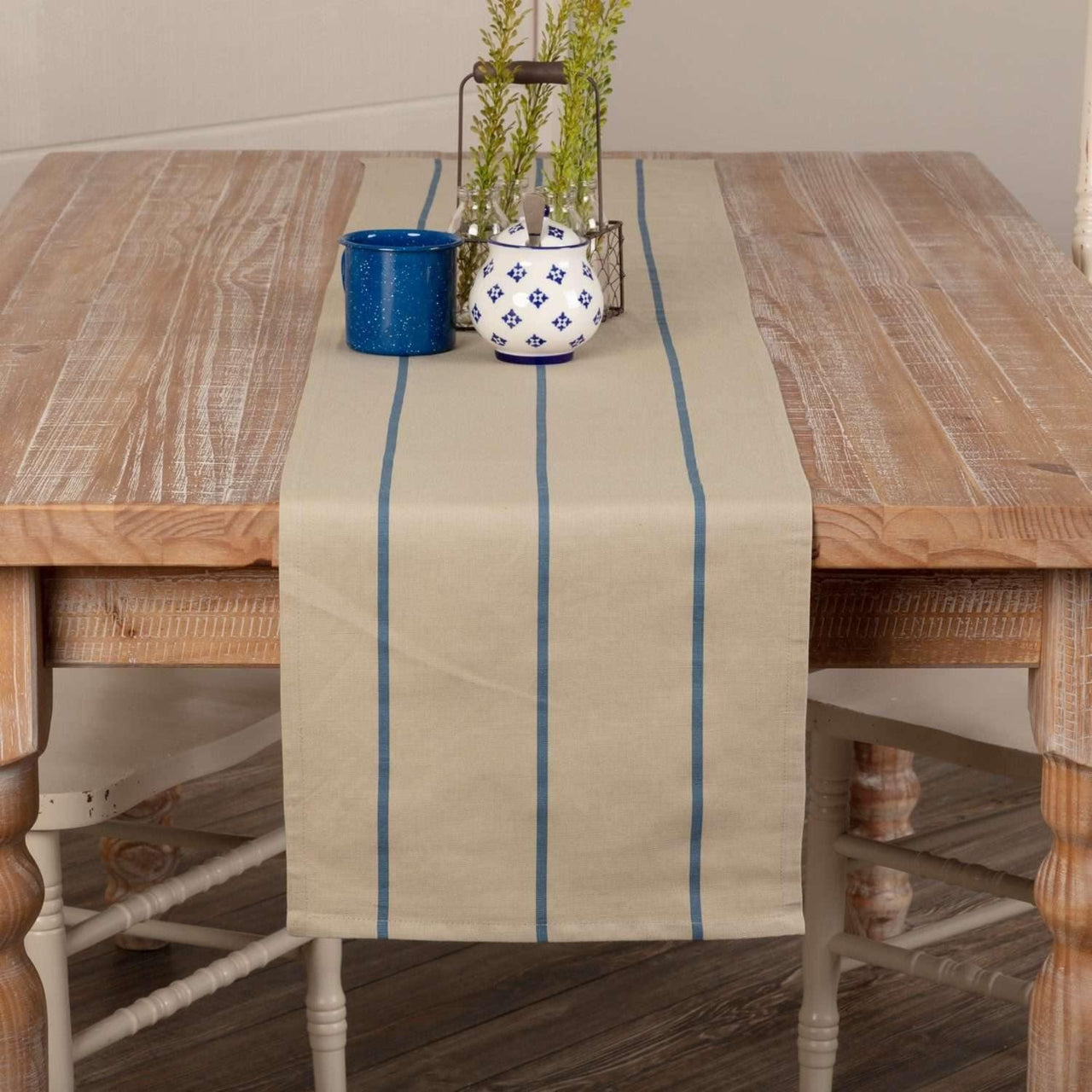 Lauren Steel Blue Runner 13x72 VHC Brands - The Fox Decor