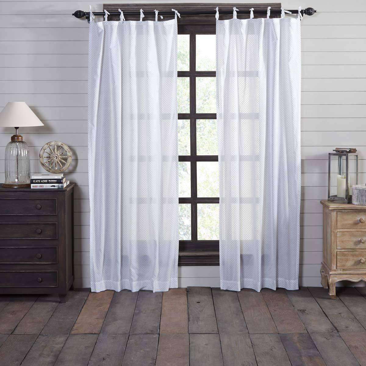 Nora Tie Top Panel Curtain Set of 2 84x40 - The Fox Decor