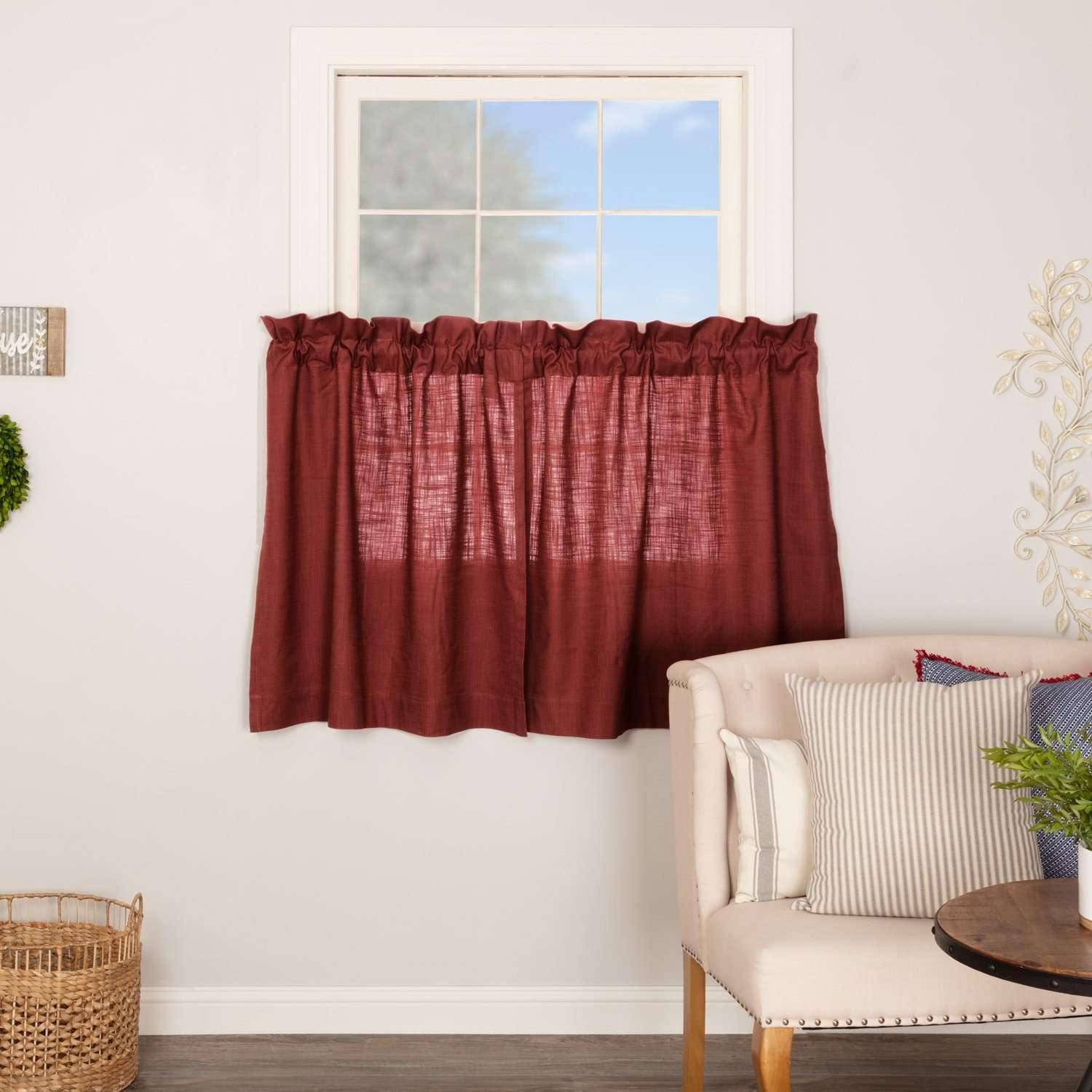 Regina Red Tier Curtain Set of 2 L36xW36 - The Fox Decor
