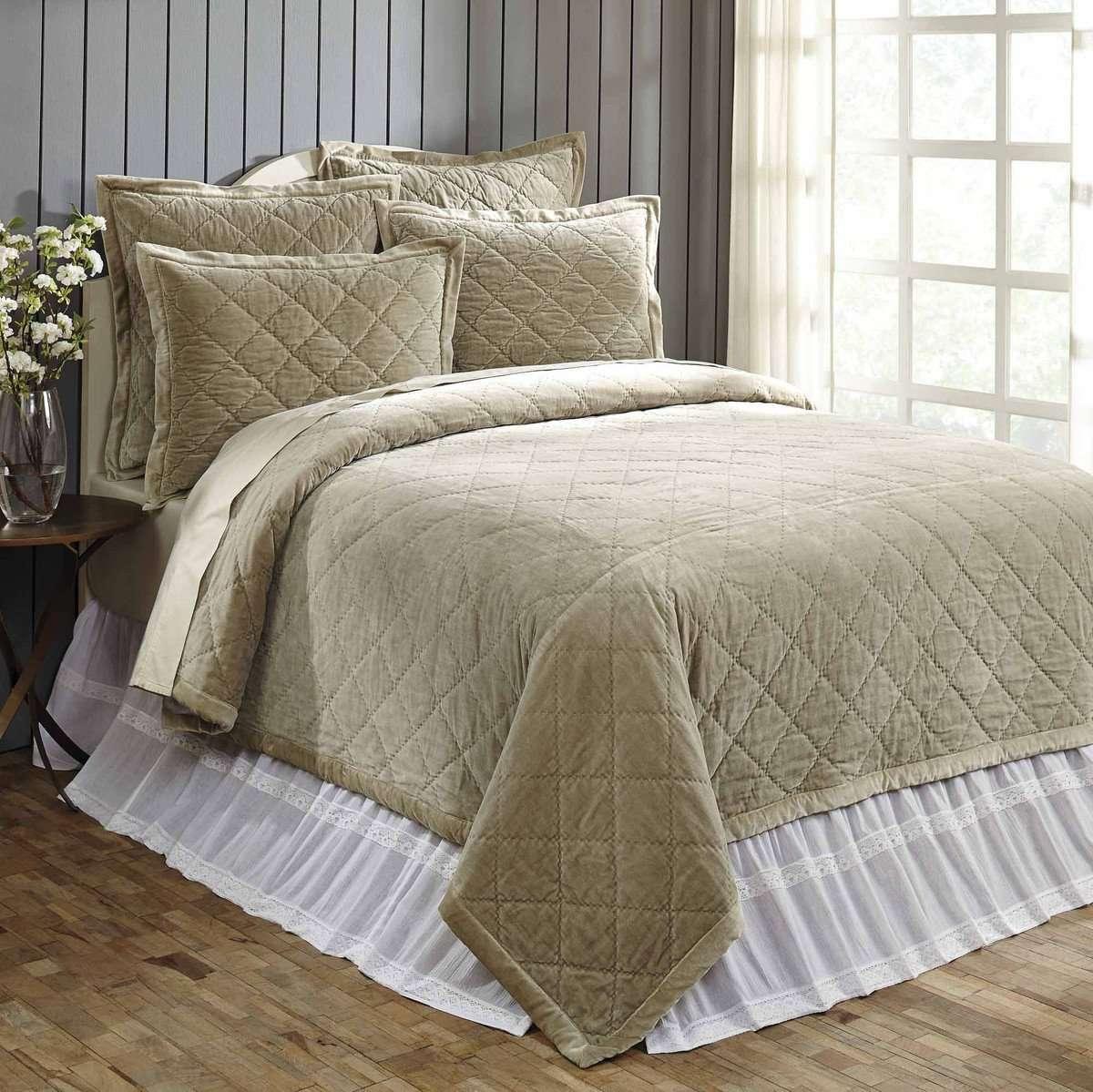 Lydia Taupe Queen Quilt 92Wx92L VHC Brands - The Fox Decor
