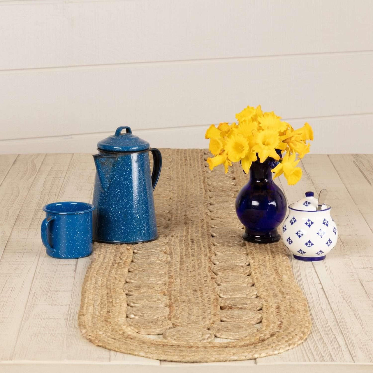Celeste Jute Runner Oval 13x72 VHC Brands - The Fox Decor