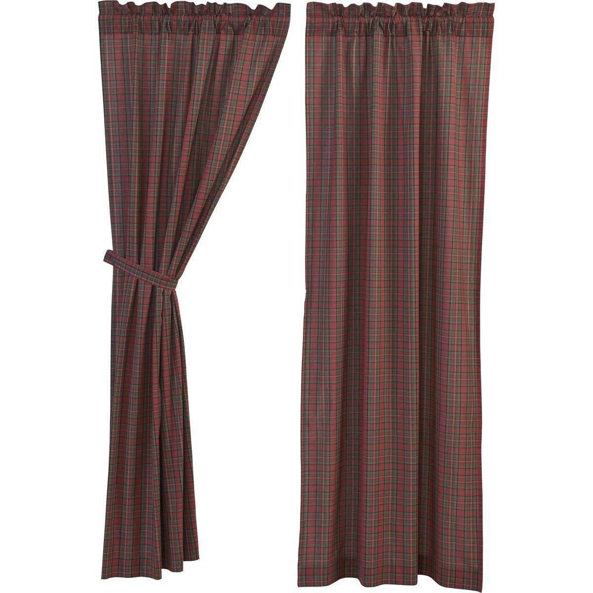 Tartan Red Plaid Panel Country Curtain Set of 2 84