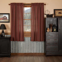 Thumbnail for Tartan Red Plaid Short Panel Curtain Set of 2 63