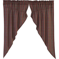 Thumbnail for Tartan Red Plaid Prairie Short Panel Curtain Set of 2 - The Fox Decor