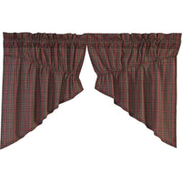 Thumbnail for Tartan Red Plaid Prairie Swag Curtain Set of 2 36x36x18 VHC Brands - The Fox Decor