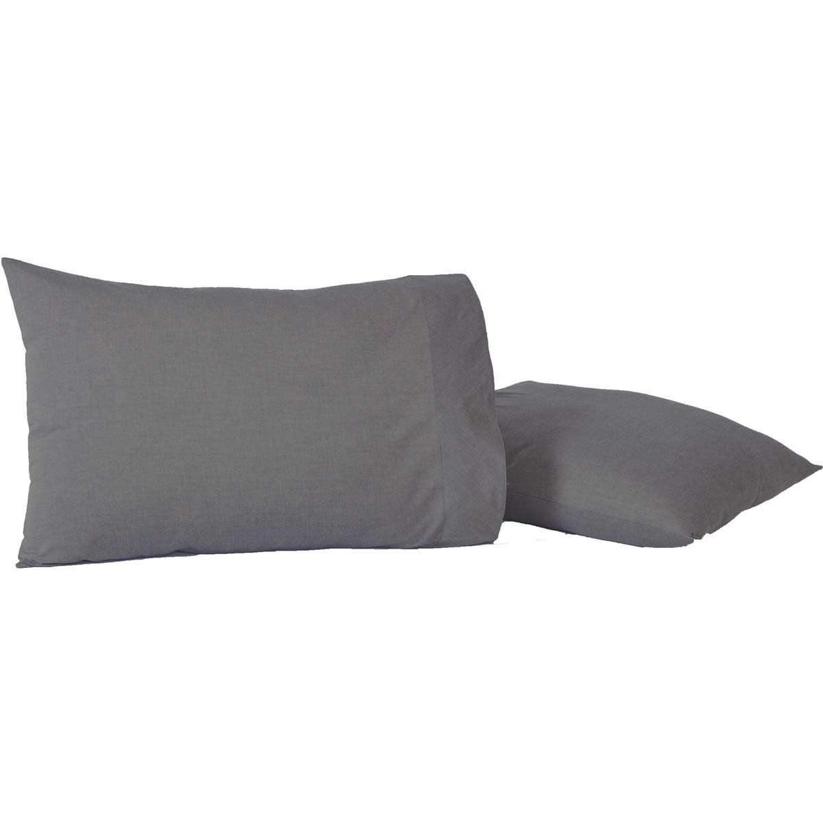 Black Chambray Standard Pillow Case Set of 2 21x30 VHC Brands - The Fox Decor