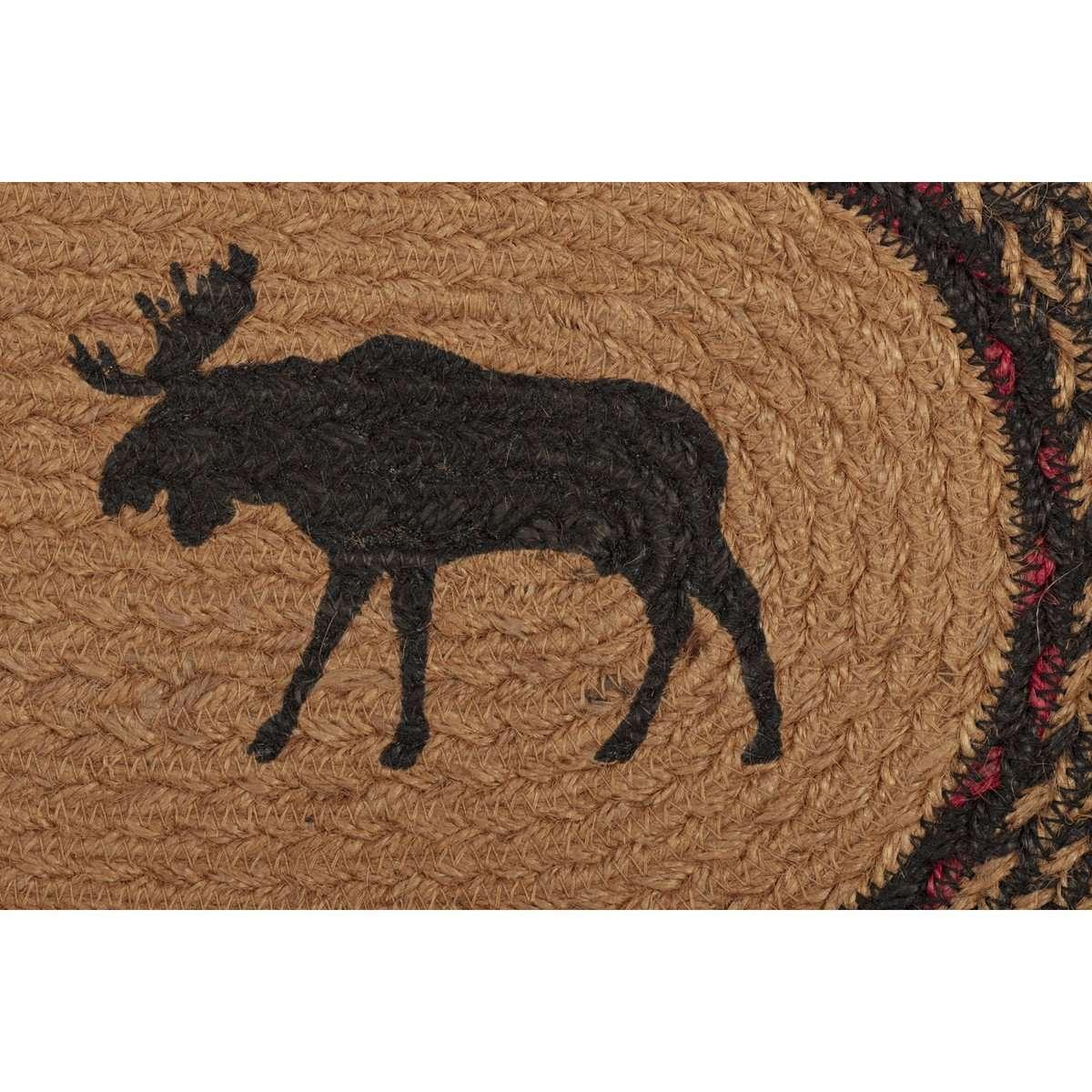 Cumberland Stenciled Moose Jute Braided Placemat Round Set of 6 VHC Brands - The Fox Decor