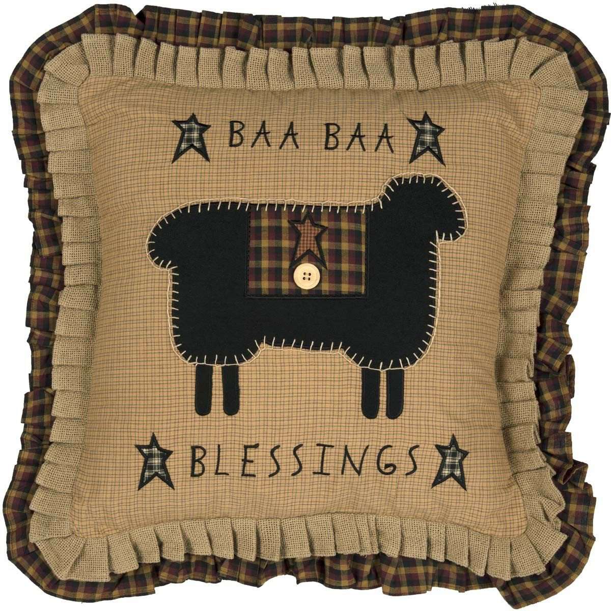 Heritage Farms Baa Baa Blessings Pillow 18" Mustard, Raven, Burgundy VHC Brands - The Fox Decor