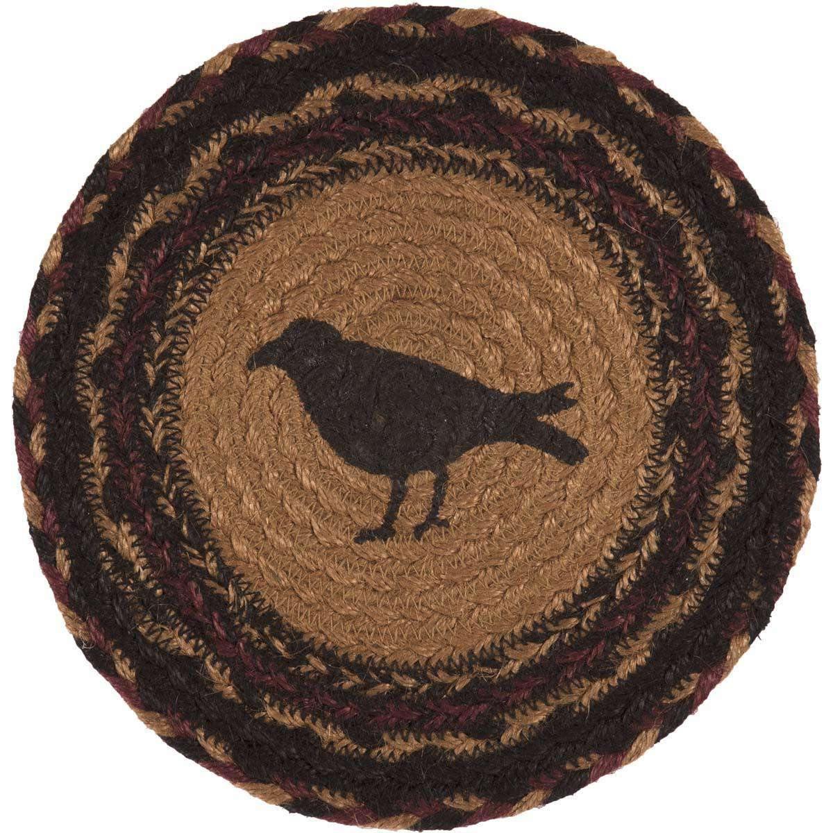 Heritage Farms Crow Braided Jute Trivet 8" VHC Brands front