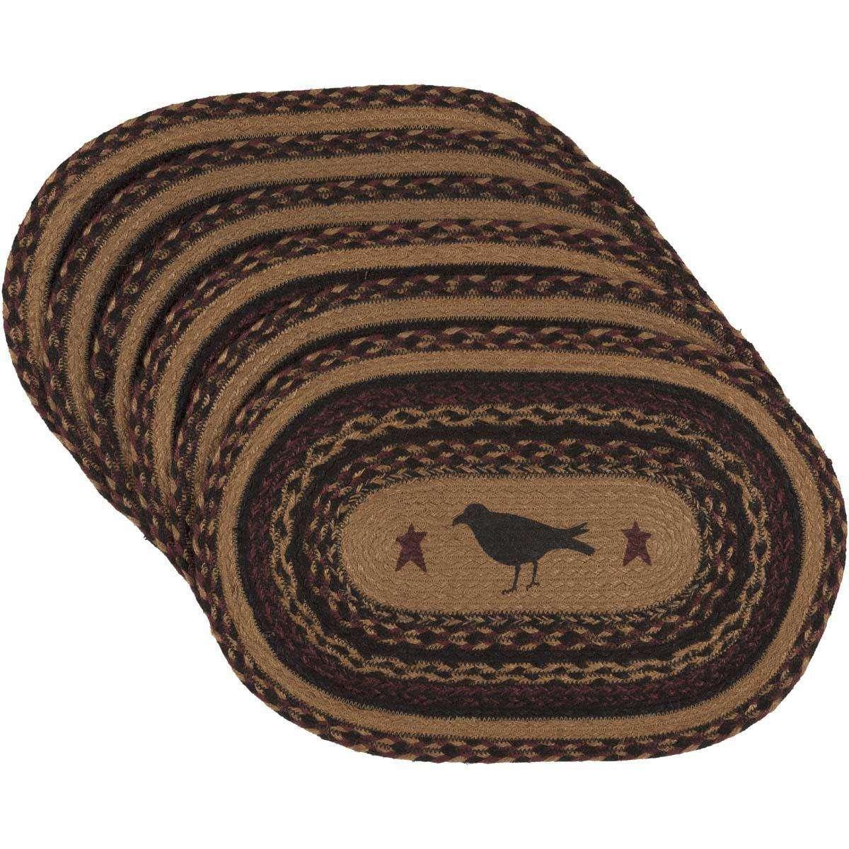 Heritage Farms Crow Jute Braided Placemat Set of 6 VHC Brands - The Fox Decor