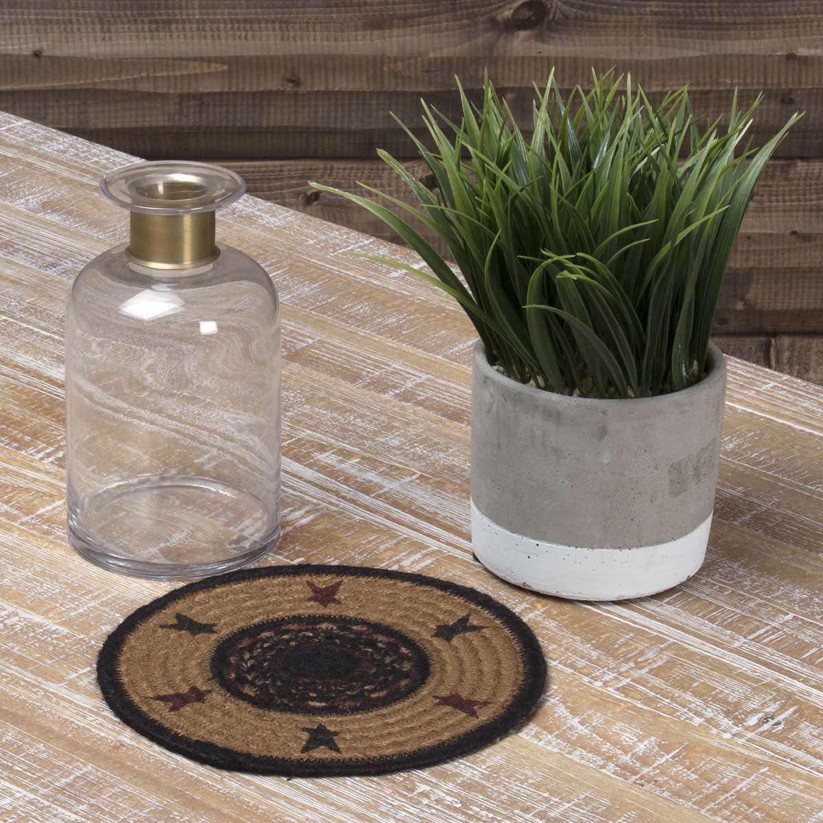 Heritage Farms Star Braided Jute Trivet 8" VHC Brands - The Fox Decor