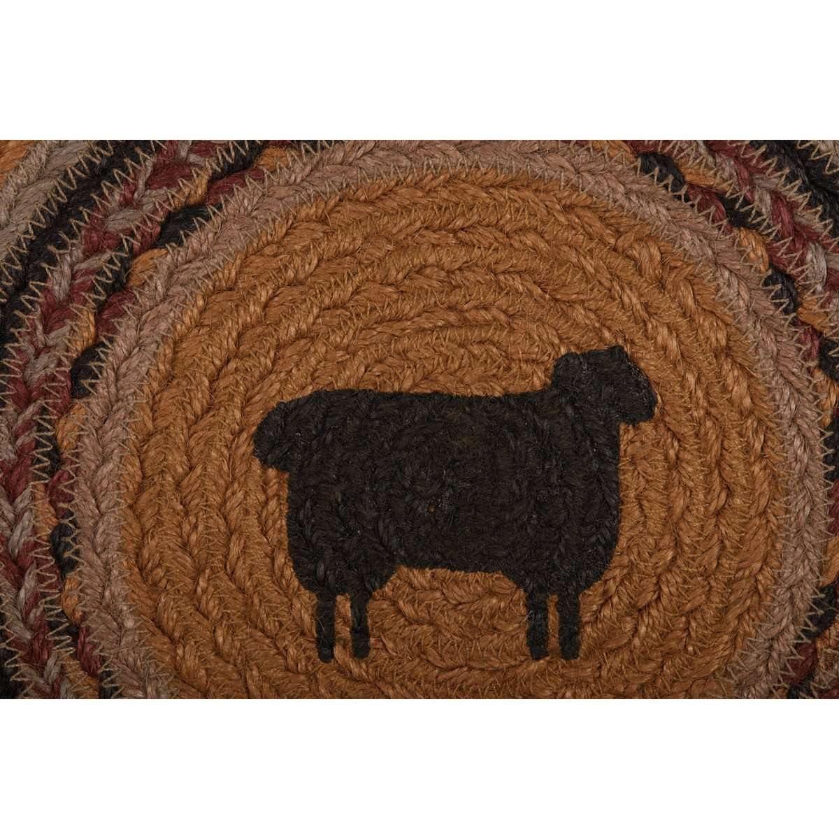 Heritage Farms Sheep Braided Jute Trivet 8" VHC Brands zoom