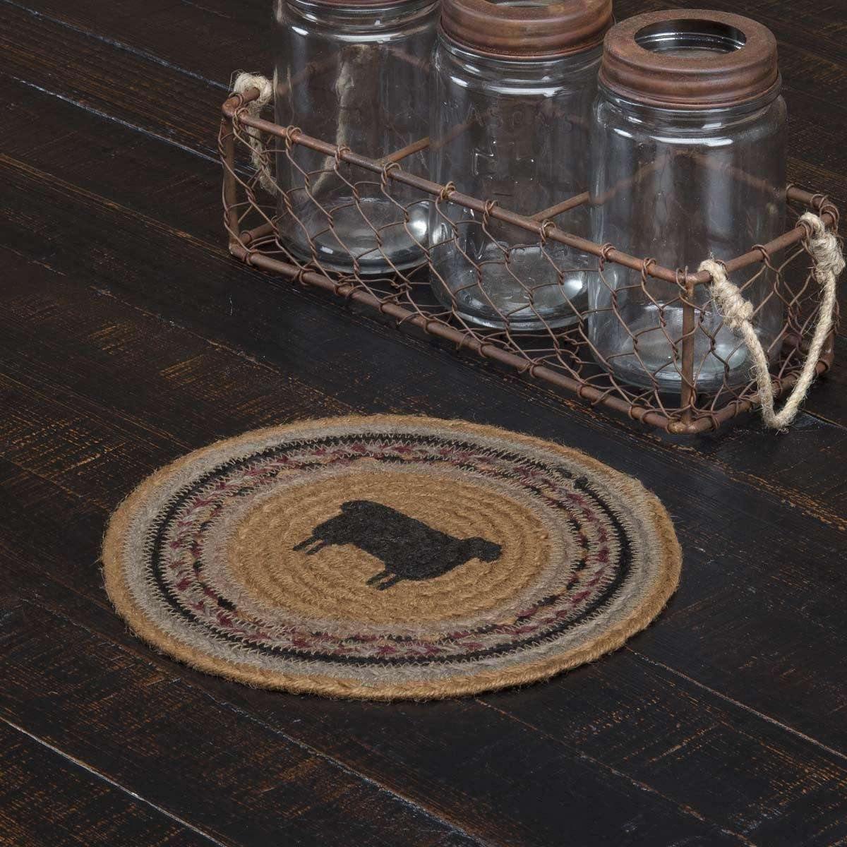 Heritage Farms Sheep Braided Jute Trivet 8" VHC Brands online