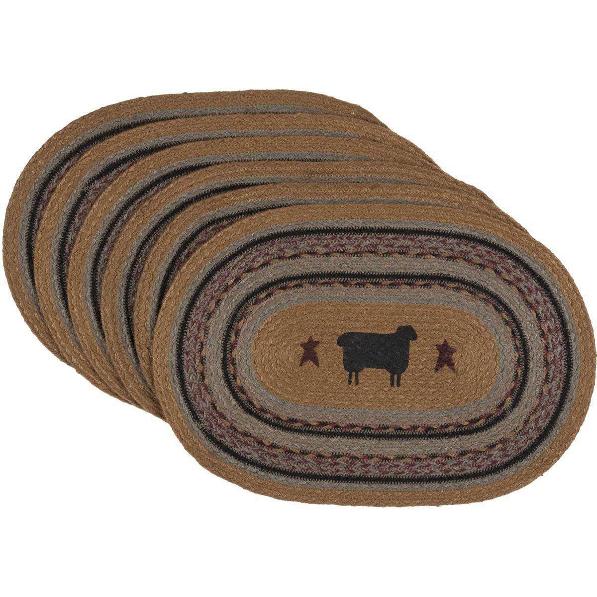 Heritage Farms Sheep Jute Braided Placemat Set of 6 VHC Brands - The Fox Decor