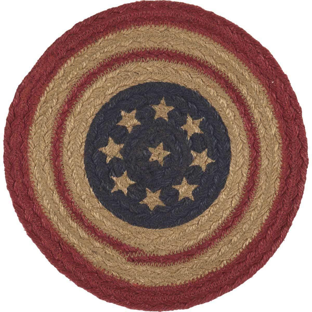 Liberty Stars Flag Jute Braided Trivet 8" VHC Brands - The Fox Decor