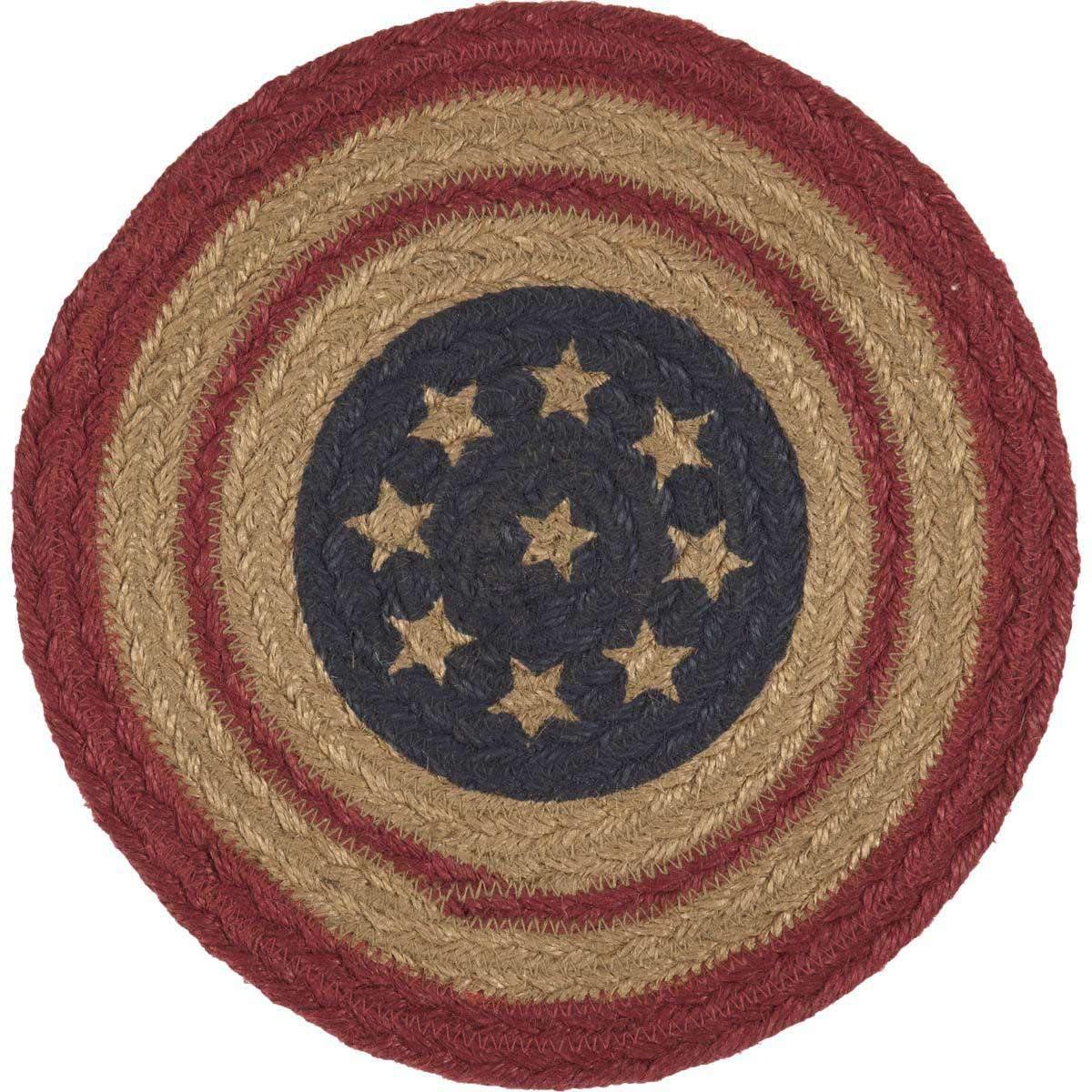 Liberty Stars Flag Jute Braided Trivet 8" VHC Brands