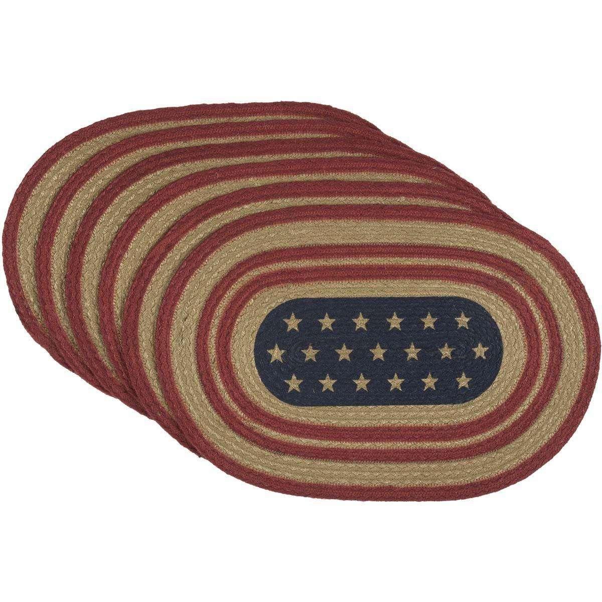 Liberty Stars Flag Jute Braided Placemat Set of 6 VHC Brands - The Fox Decor