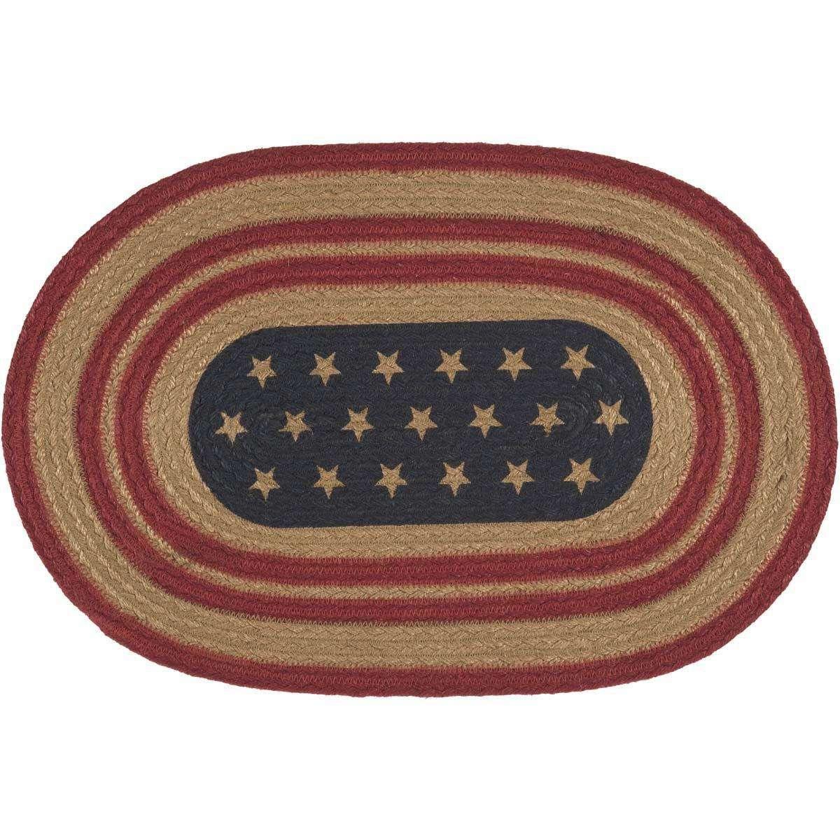 Liberty Stars Flag Jute Braided Placemat Set of 6 VHC Brands - The Fox Decor