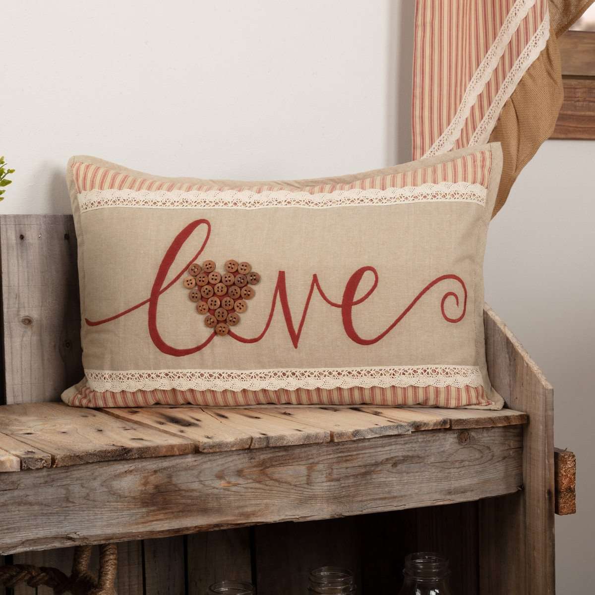 Ozark Love Pillow 14"x22" Barn Red, Beige, Semolina - The Fox Decor