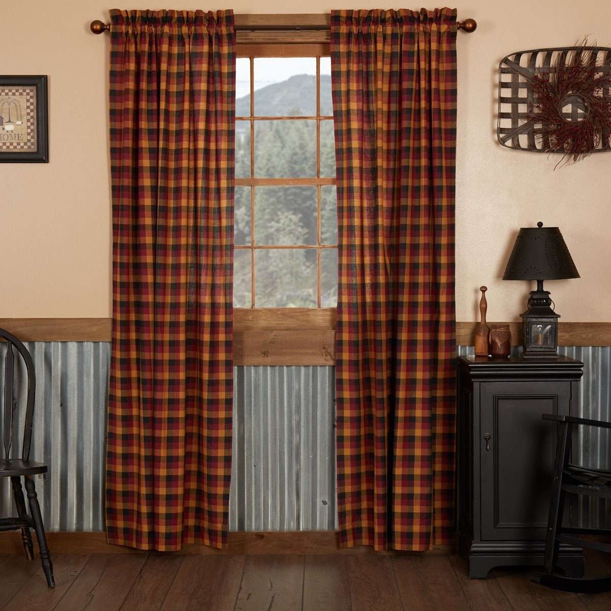 Heritage Farms Primitive Check Curtain Set of 2 84x40 VHC Brands - The Fox Decor