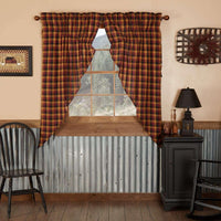 Thumbnail for Heritage Farms Primitive Check Prairie Short Panel Curtain Set of 2 63x36x18