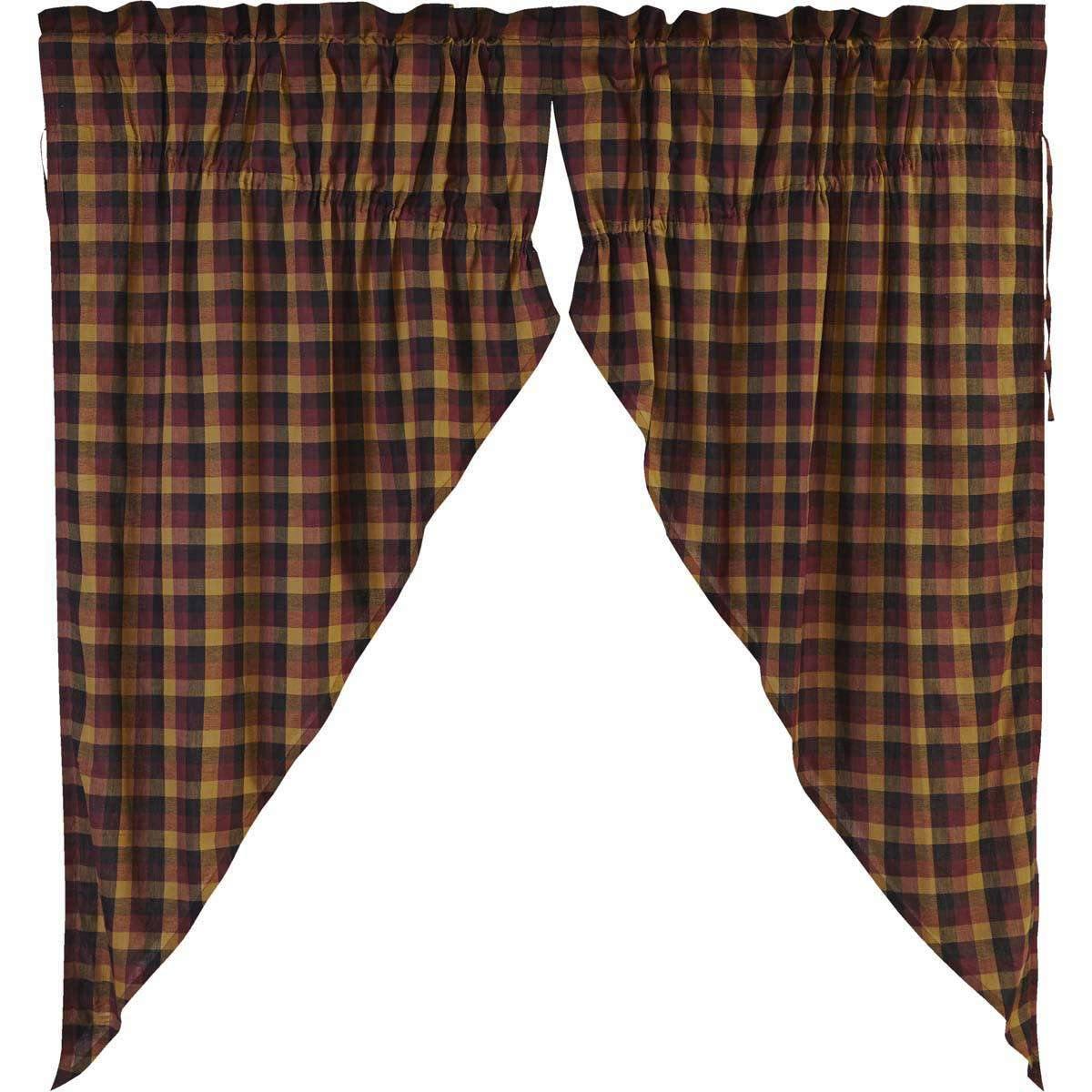 Heritage Farms Primitive Check Prairie Short Panel Curtain Set of 2 63x36x18 - The Fox Decor