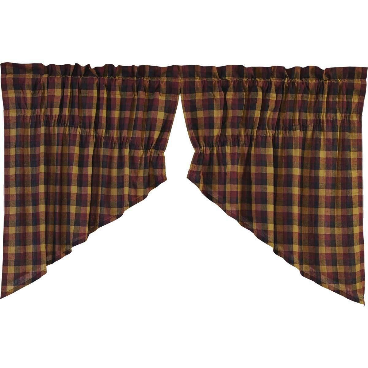 Heritage Farms Primitive Check Prairie Swag Curtain Set of 2 36x36x18 VHC Brands online