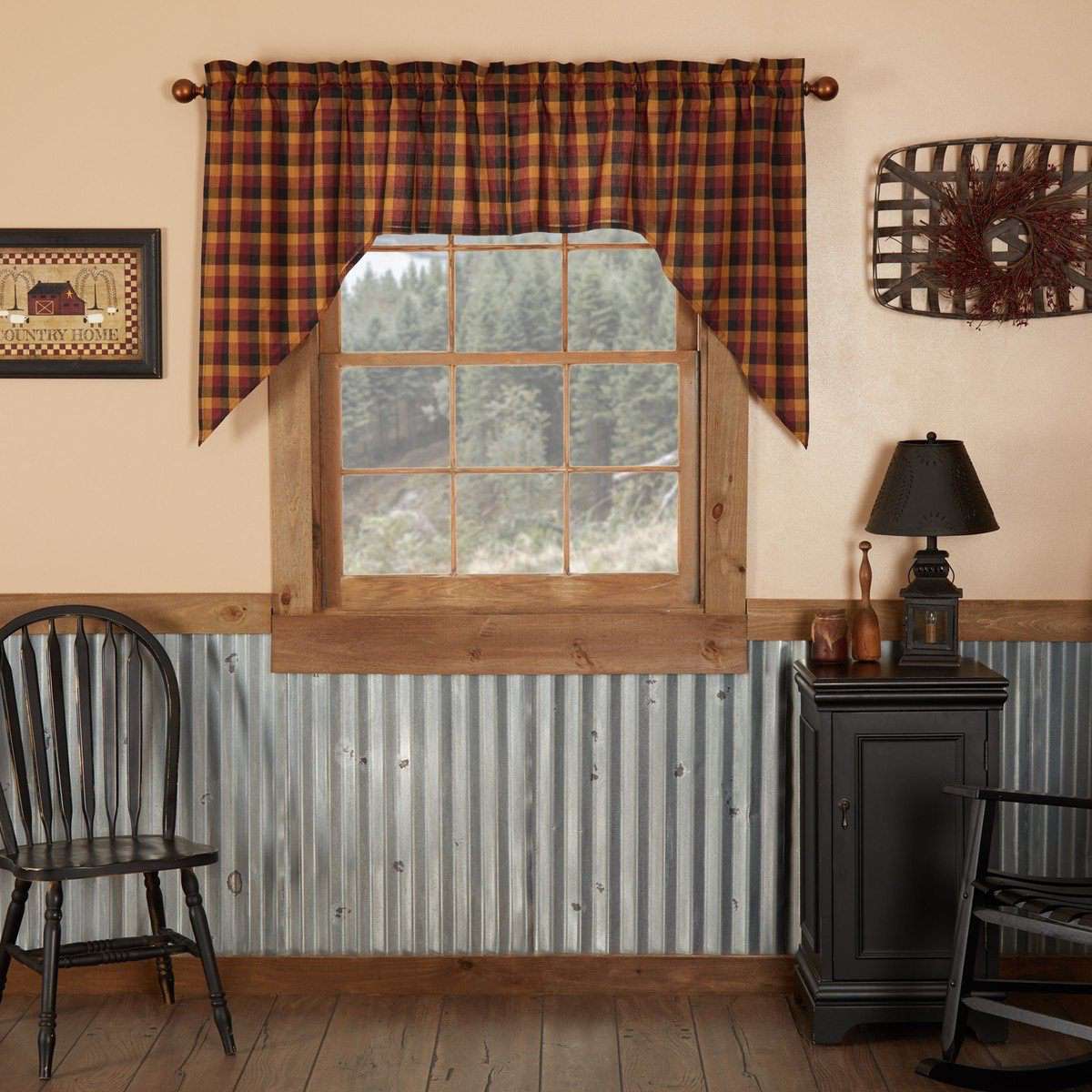 Heritage Farms Primitive Check Swag Curtain Set 36