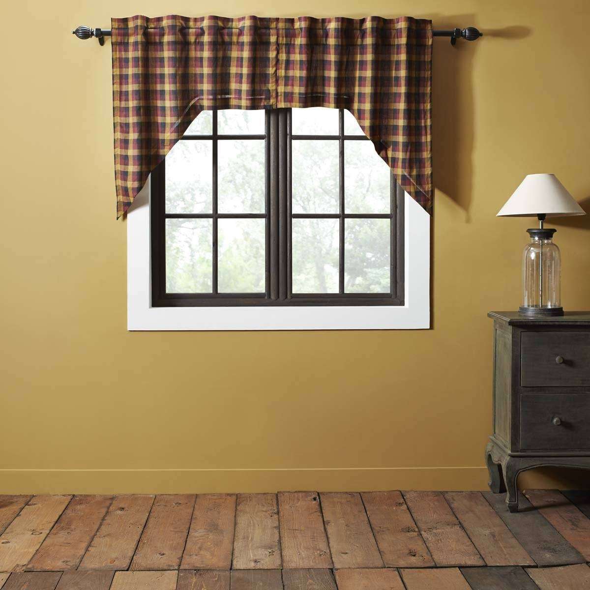 Heritage Farms Primitive Check Swag Curtain Set 36" x 36" VHC Brands - The Fox Decor