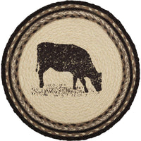 Thumbnail for Sawyer Mill Charcoal Cow Jute Braided Placemat Round Set of 6 - The Fox Decor