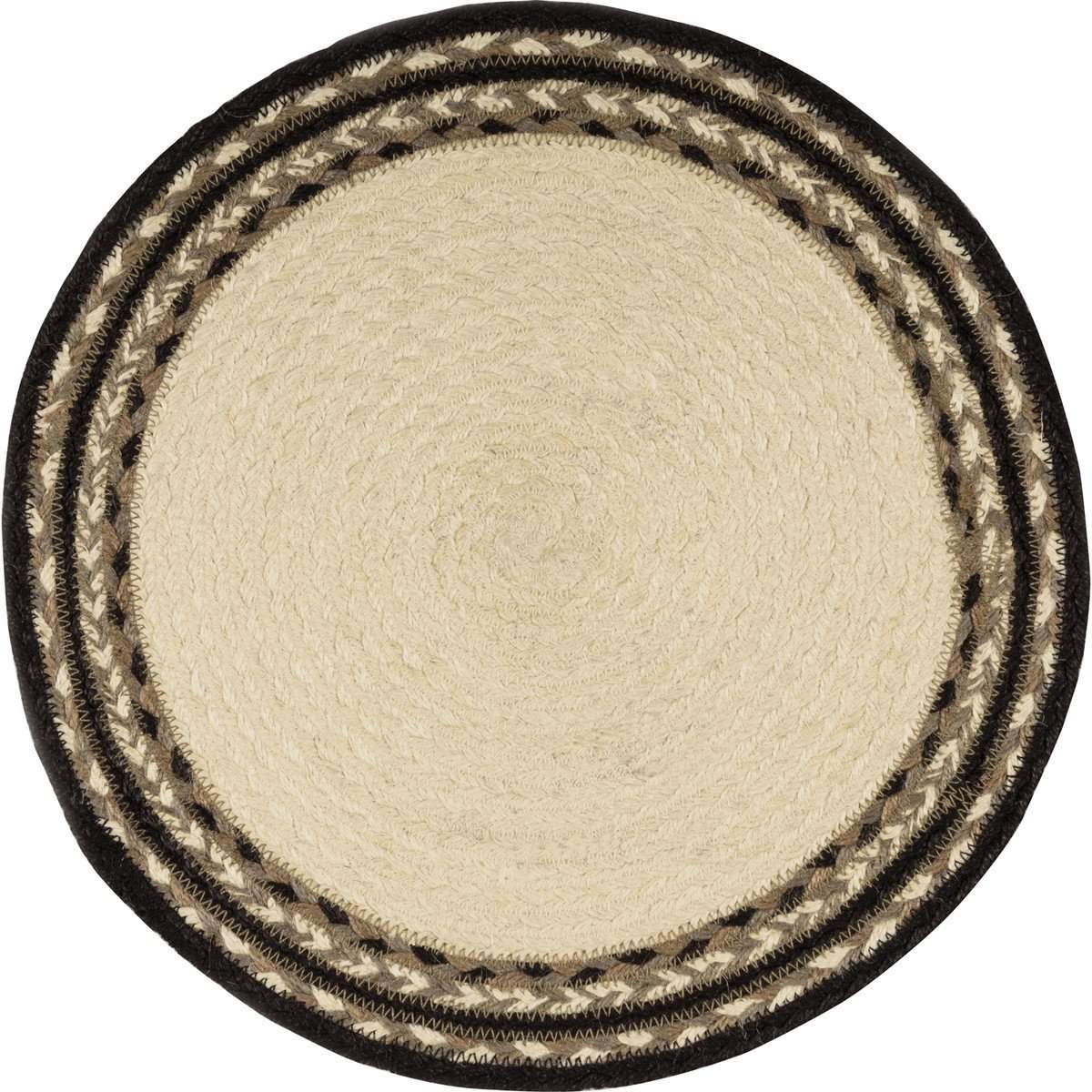 Sawyer Mill Charcoal Cow Jute Braided Placemat Round Set of 6 - The Fox Decor
