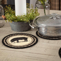 Thumbnail for Sawyer Mill Charcoal Pig Jute Trivet 8