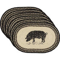 Thumbnail for Sawyer Mill Charcoal Pig Jute Braided Placemat Set of 6 - The Fox Decor