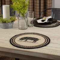 Thumbnail for Sawyer Mill Charcoal Pig Jute Braided Placemat Round Set of 6 - The Fox Decor