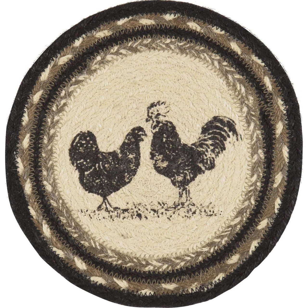 Sawyer Mill Charcoal Poultry Jute Trivet 8" VHC Brands - The Fox Decor
