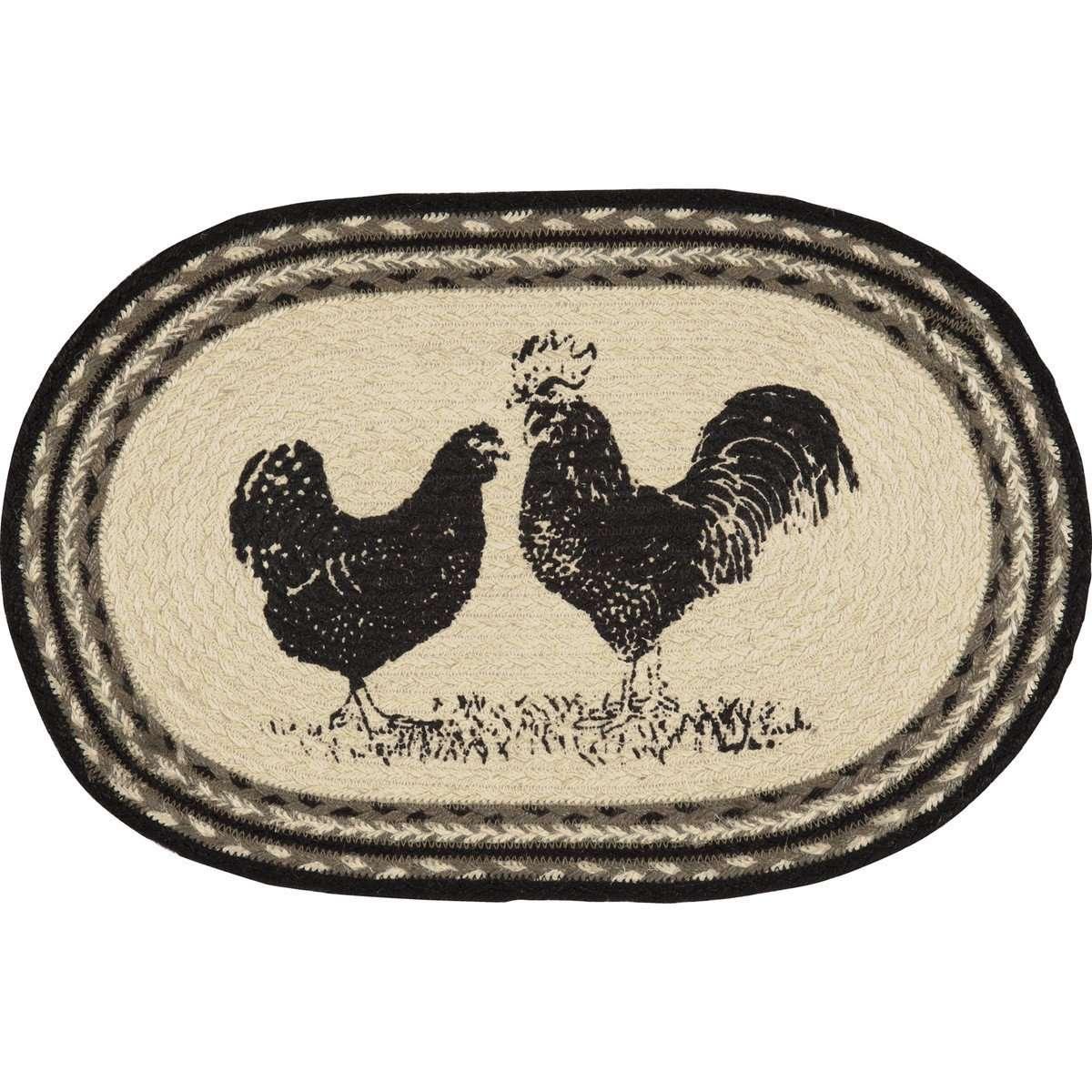 Sawyer Mill Charcoal Poultry Jute Braided Placemat Set of 6 - The Fox Decor