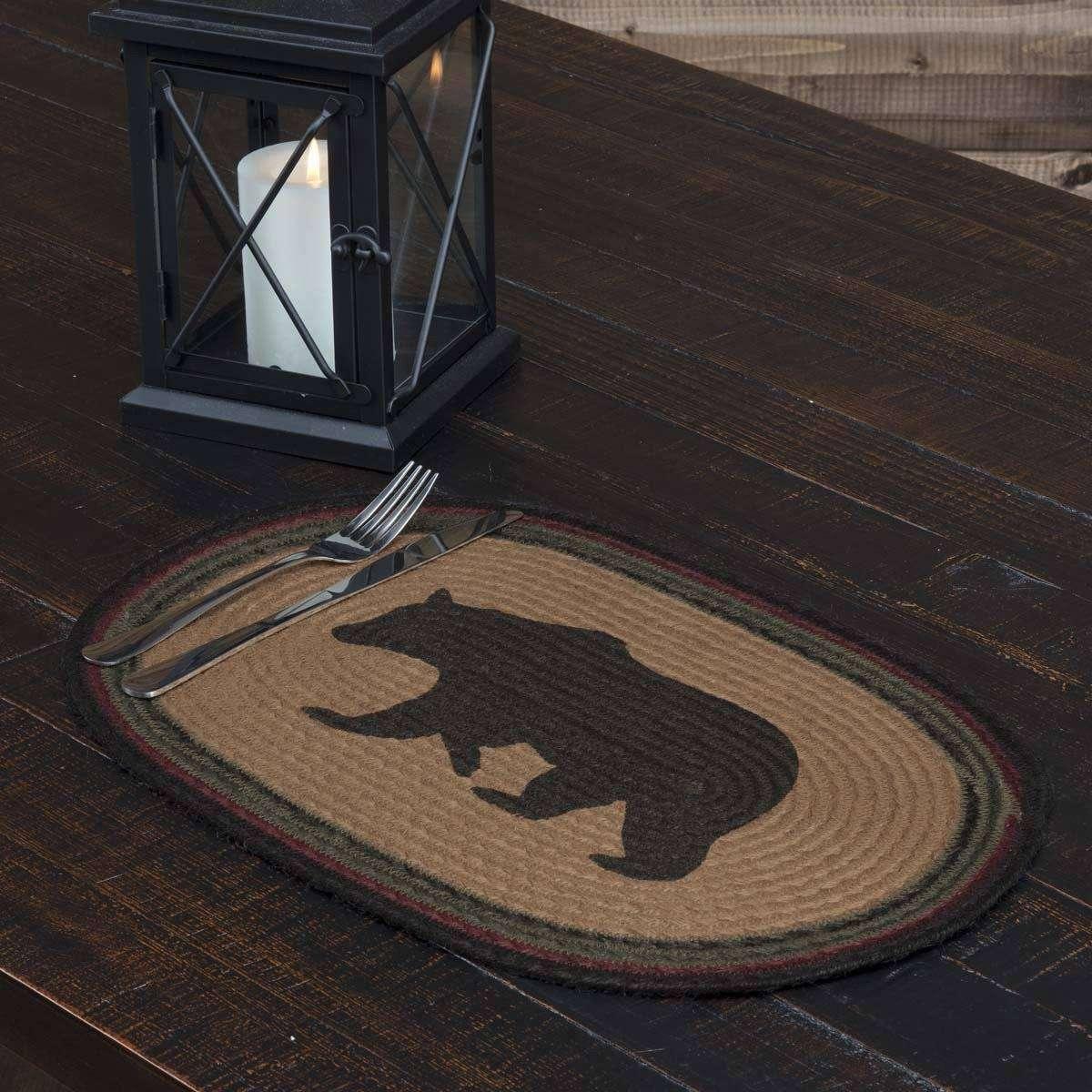 Wyatt Stenciled Bear Jute Braided Placemat Set of 6 - The Fox Decor