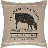 Thumbnail for Sawyer Mill Charcoal Cow Pillow 18