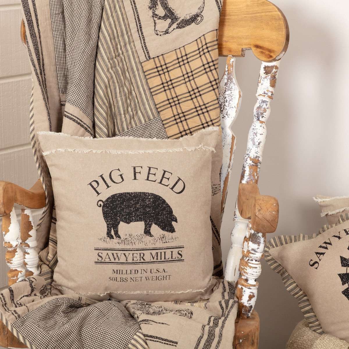 Sawyer Mill Charcoal Pig Pillow 18" - The Fox Decor