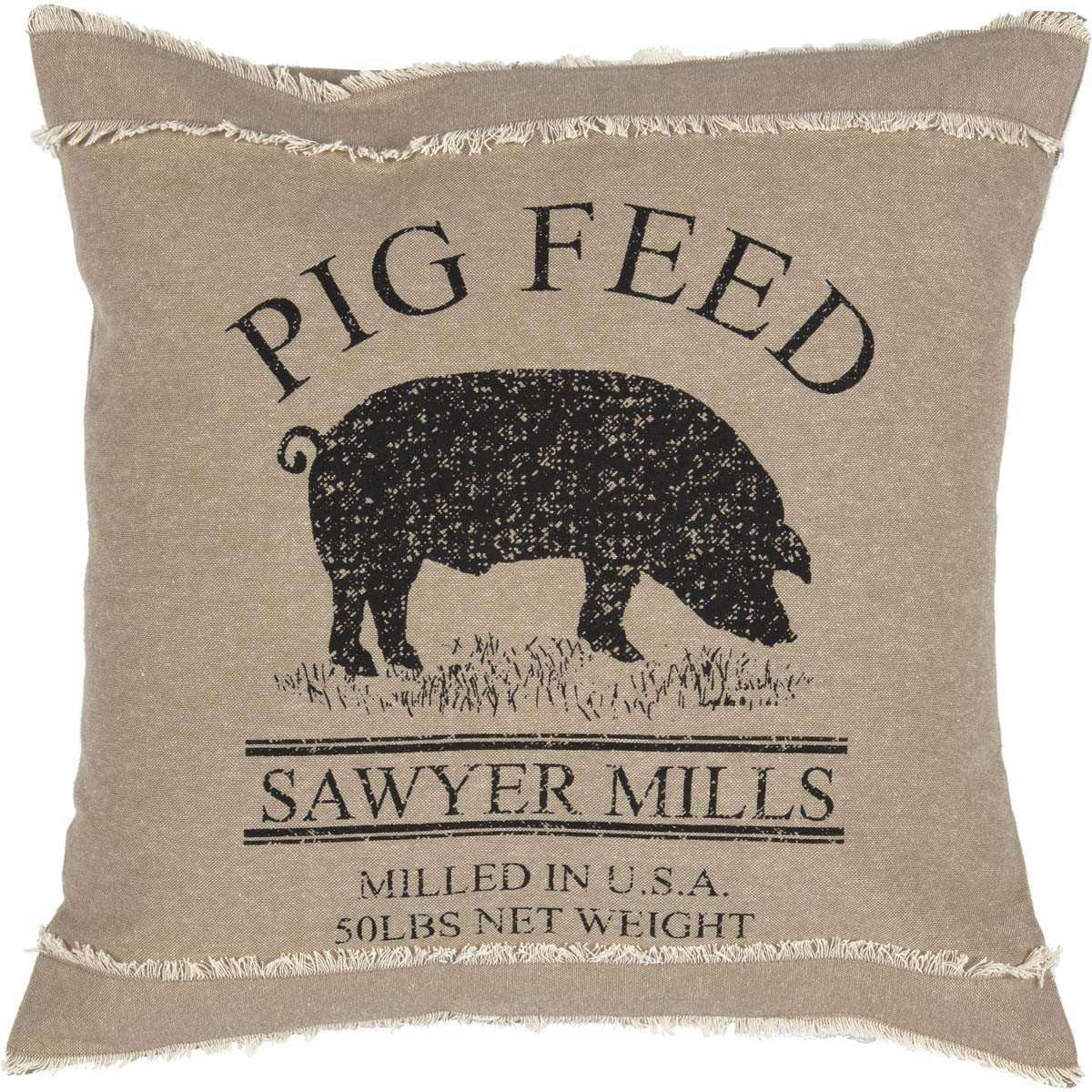 Sawyer Mill Charcoal Pig Pillow 18" - The Fox Decor