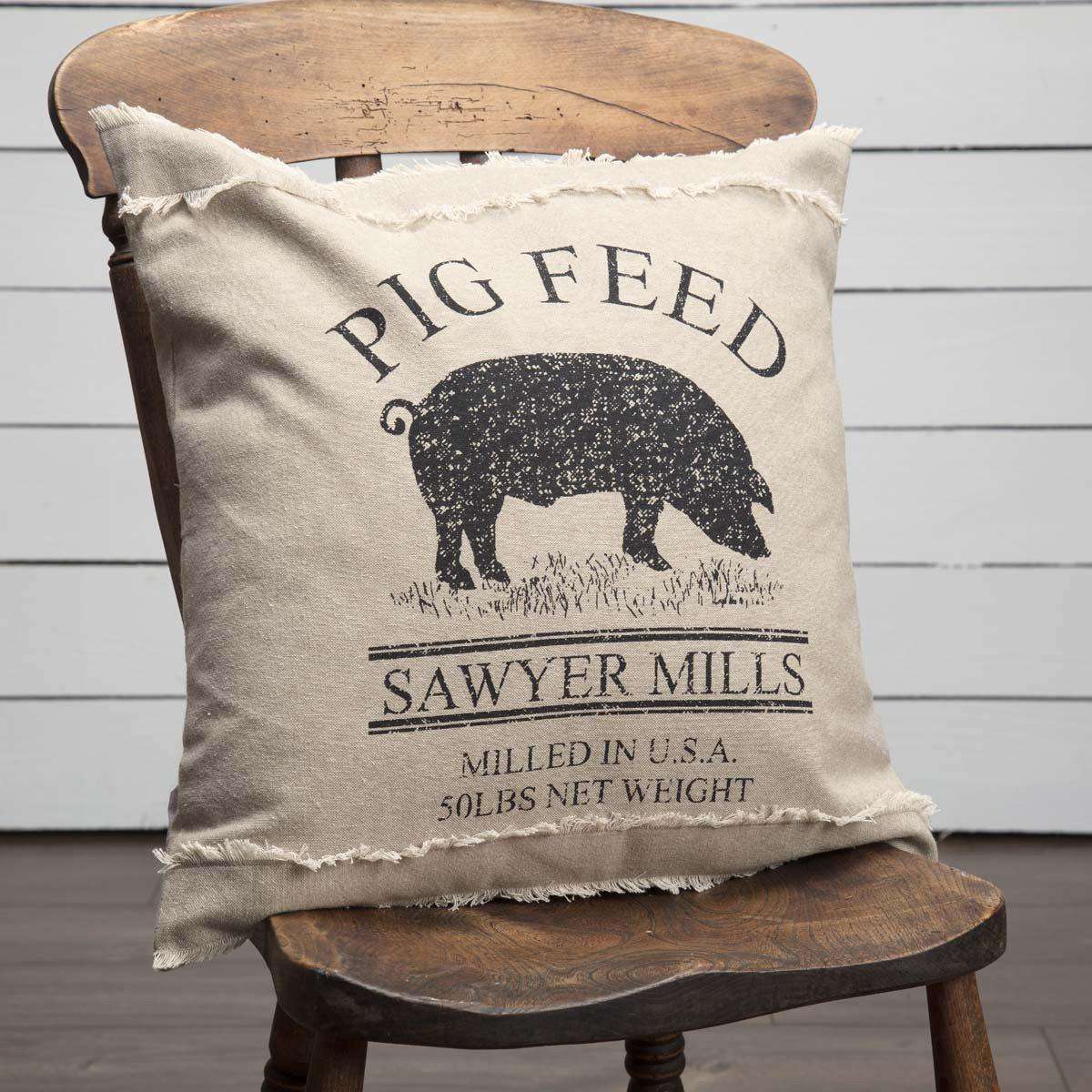 Sawyer Mill Charcoal Pig Pillow 18" - The Fox Decor