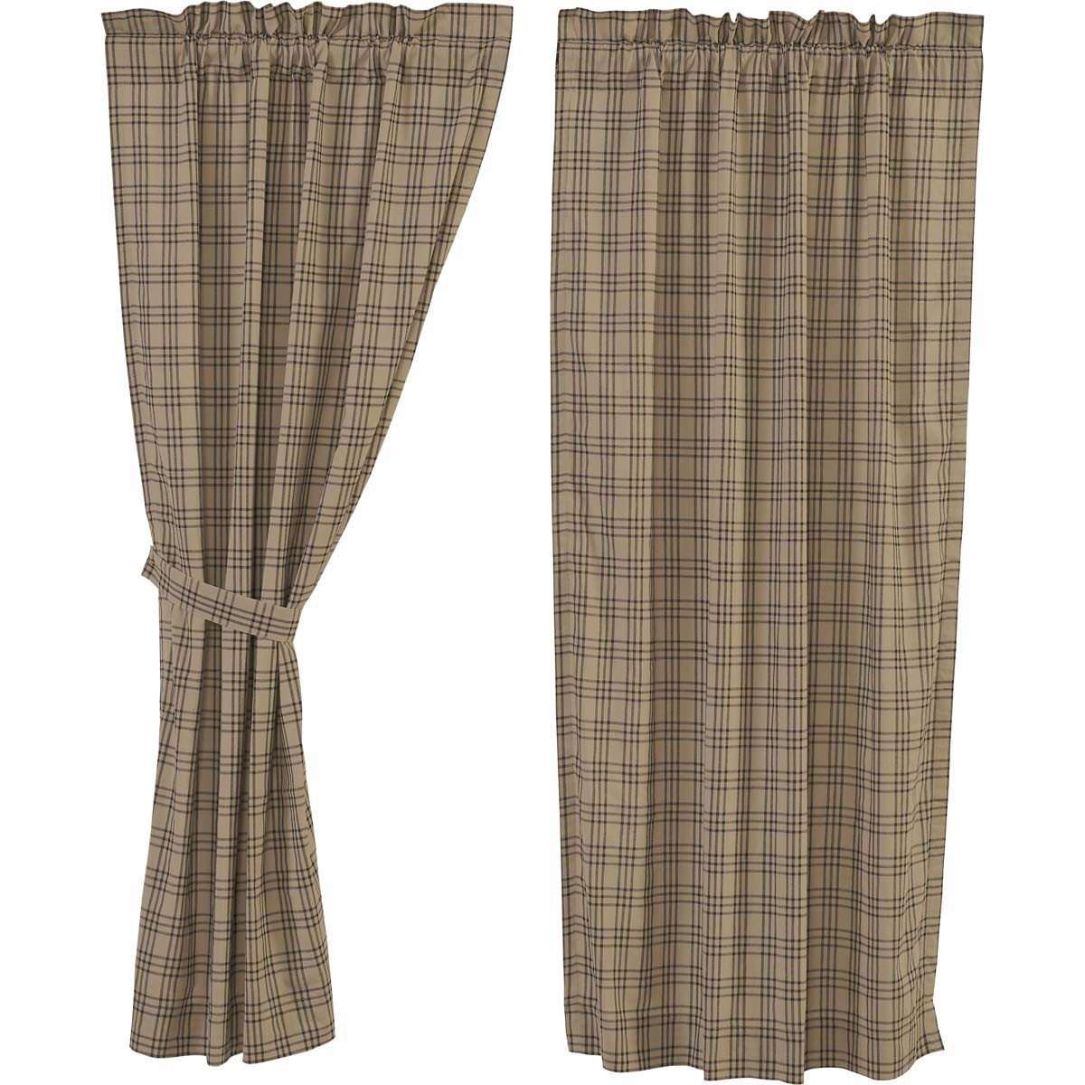 Sawyer Mill Charcoal Plaid Short Panel Country Curtain Set of 2 63"x36" - The Fox Decor