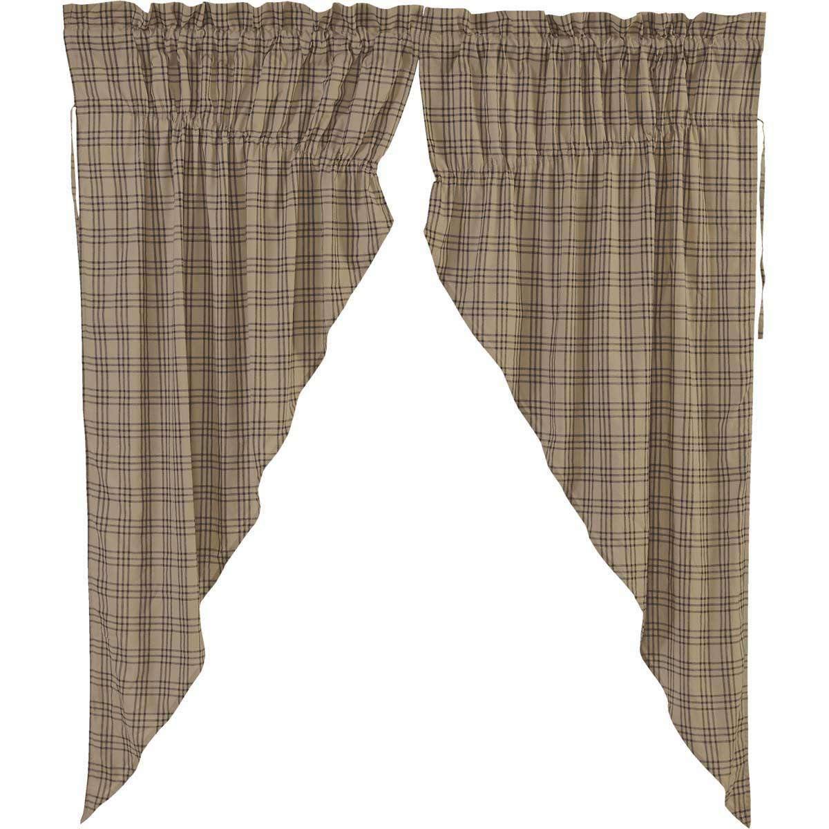 Sawyer Mill Charcoal Plaid Prairie Short Panel Curtain Set of 2 63x36x18 - The Fox Decor