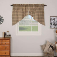 Thumbnail for Sawyer Mill Charcoal Plaid Prairie Swag Curtain Set of 2 36x36x18 VHC Brands